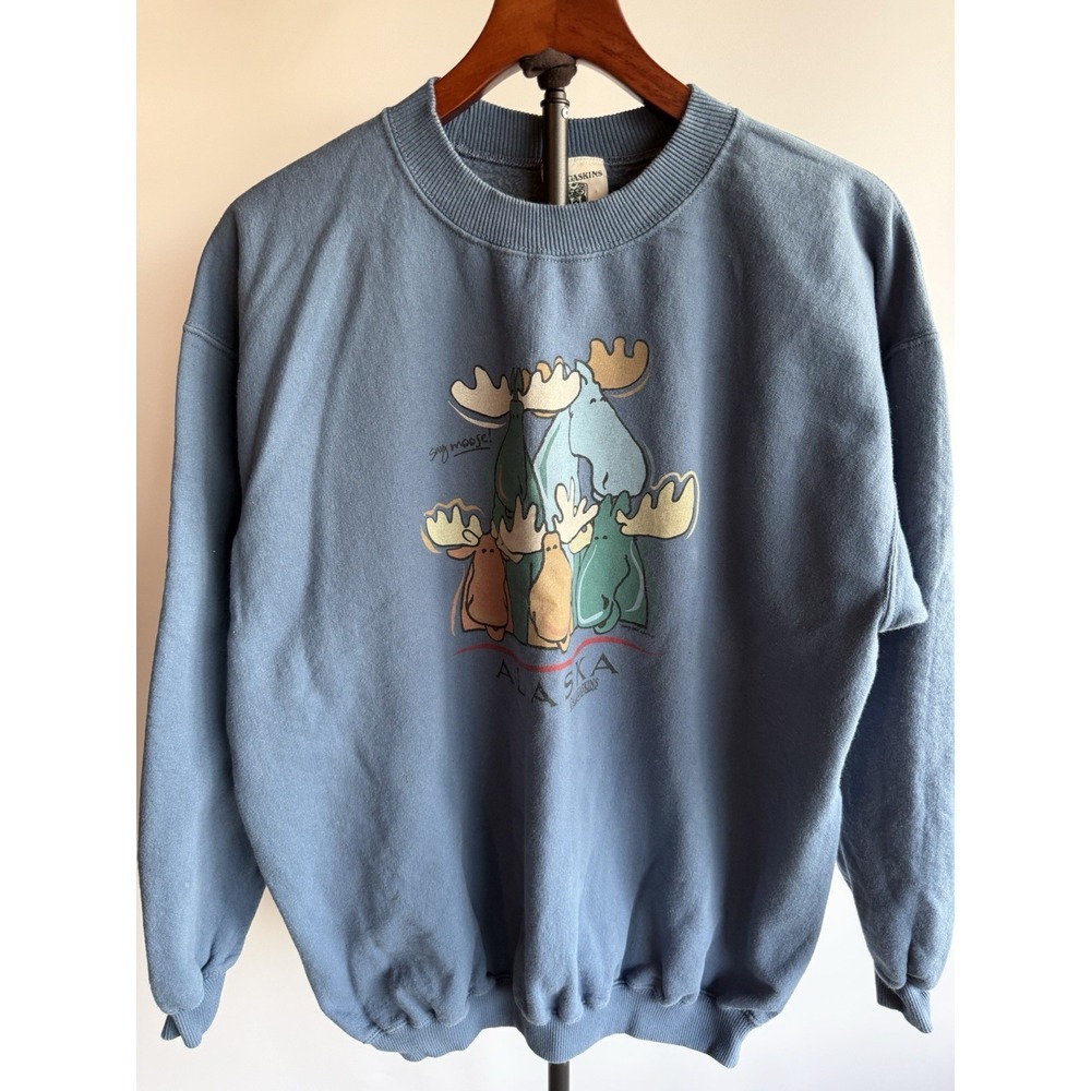 Vtg Galligaskins Juneau Alaska Moose Crewneck Sweatshirt Sz XL